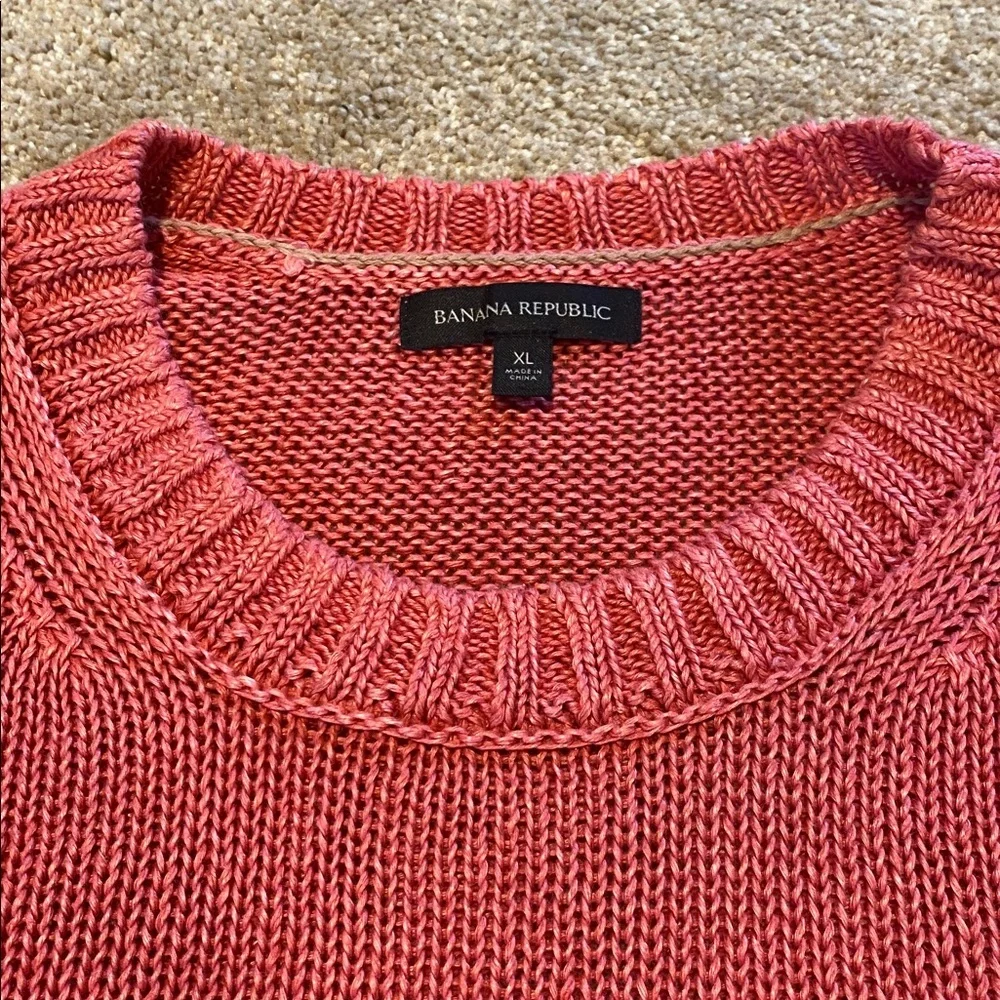 Banana Republic Inland 3 Gauge Linen Heavy Sweater Pacific Pink Size XL SU22
